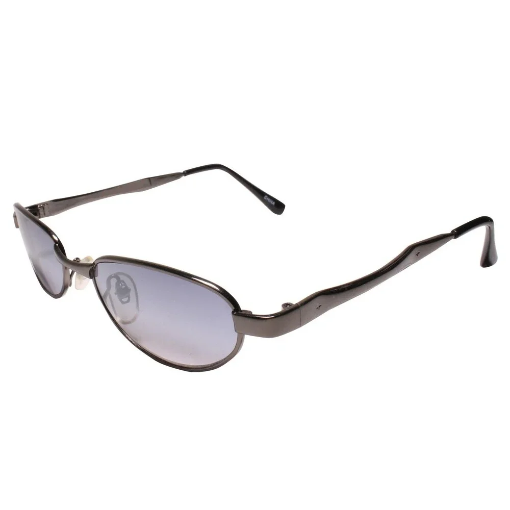 Mens Retro 80s Vintage Narrow Rectangular Metal Frame Gunmetal Sunglasses